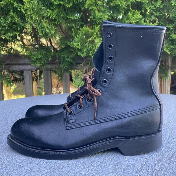 6R (7 Women\'s) NOS US Army Steel Toe Combat Lace up Boots Vintage 80s main image 8